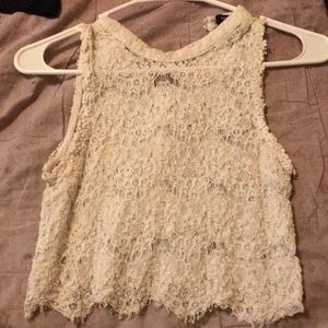 Forever 21 white lace see through crop top